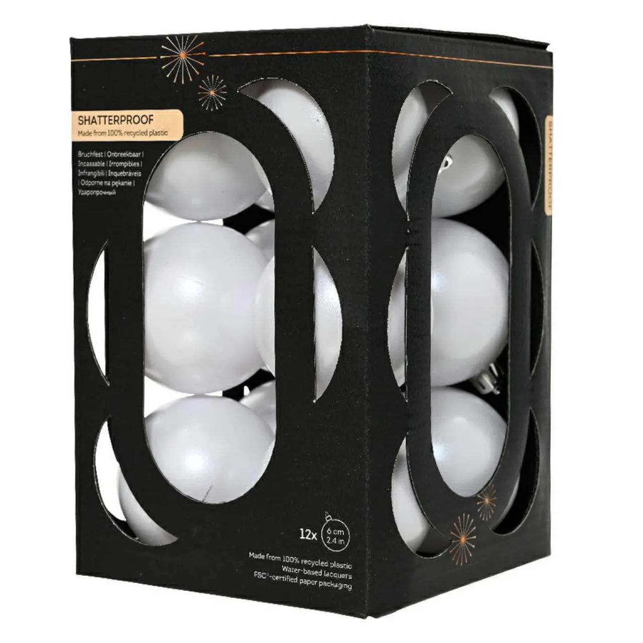 KAEMINGK Lot de 12 boules de Noël (D60 mm) Aravis Blanc Clearance