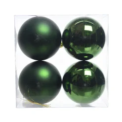 KAEMINGK Lot de 4 boules de Noël (D100 mm) Aravis Vert sapin Outlet