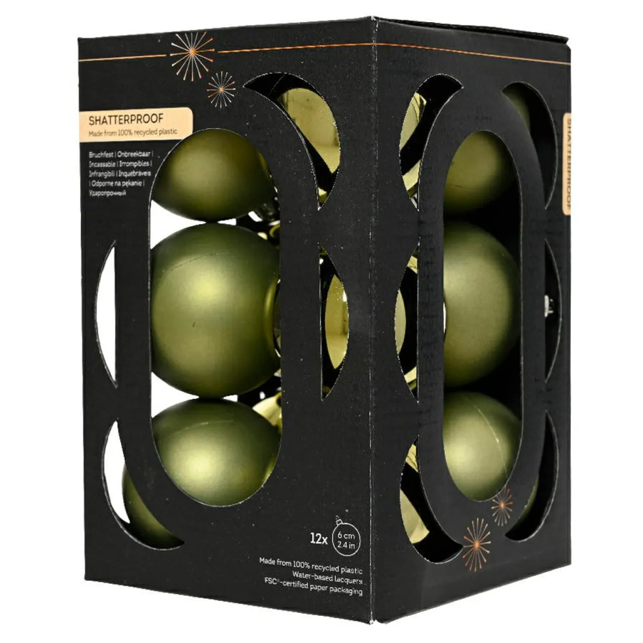 KAEMINGK Lot de 12 boules de Noël (D60 mm) Aravis Vert romarin