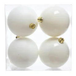 KAEMINGK Lot de 4 boules de Noël (D100 mm) Aravis Blanc laine Sale