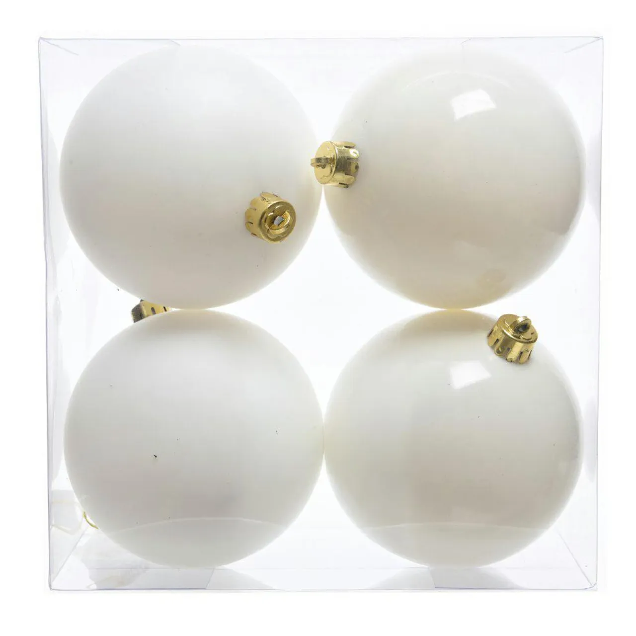 KAEMINGK Lot de 4 boules de Noël (D100 mm) Aravis Blanc laine Sale