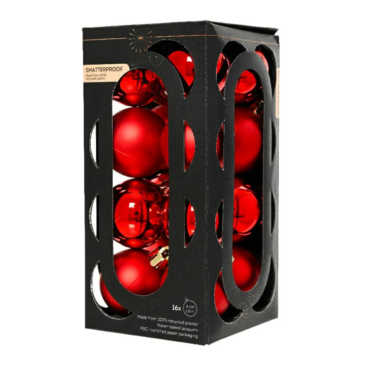 KAEMINGK Lot de 16 boules de Noël (D40 mm) Aravis Rouge New