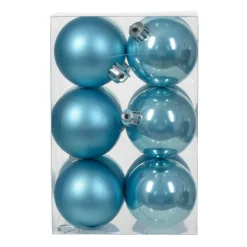 KAEMINGK Lot de 12 boules de Noël (D60 mm) Aravis Bleu pétillant