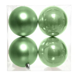 KAEMINGK Lot de 4 boules de Noël (D100 mm) Aravis Vert matcha Best