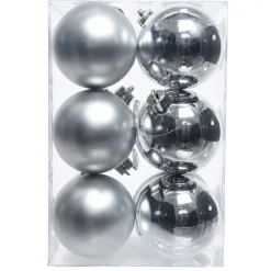 KAEMINGK Lot de 12 boules de Noël (D60 mm) Aravis Argent Outlet