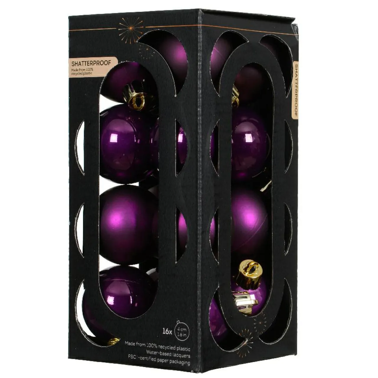 KAEMINGK Lot de 16 boules de Noël (D40 mm) Aravis Figue Violet Clearance