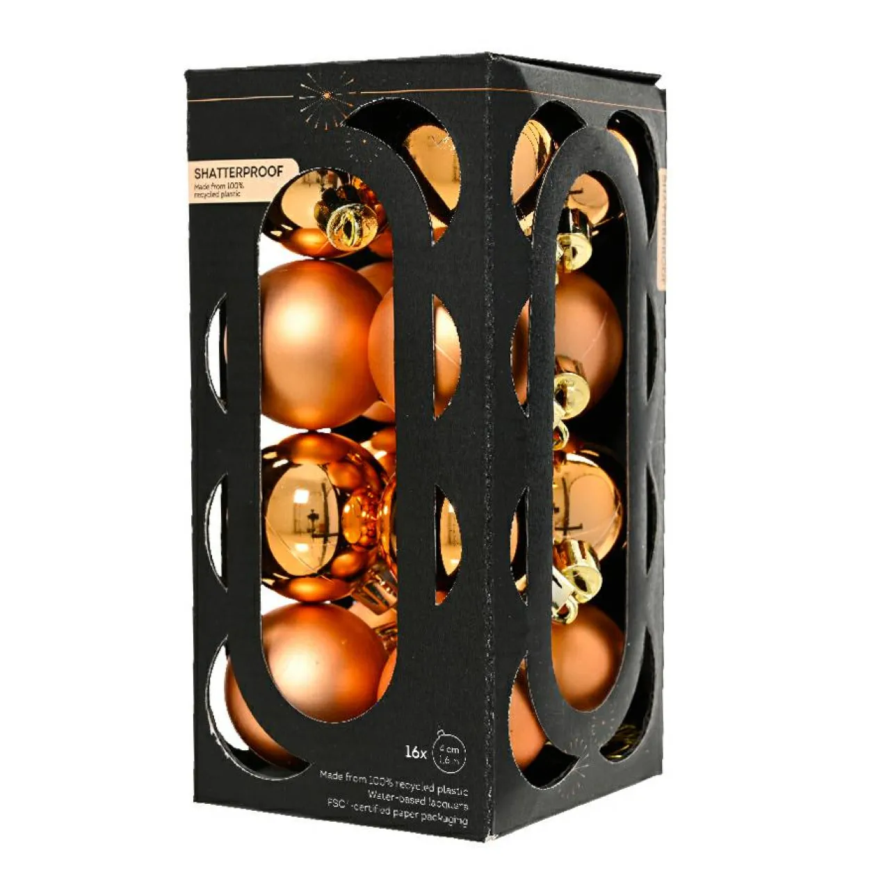 KAEMINGK Lot de 16 boules de Noël (D40 mm) Aravis Cognac Outlet