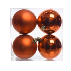 KAEMINGK Lot de 4 boules de Noël (D100 mm) Aravis Orange