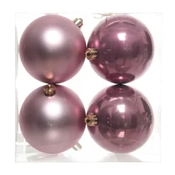 KAEMINGK Lot de 4 boules de Noël (D100 mm) Aravis Vieux rose Discount