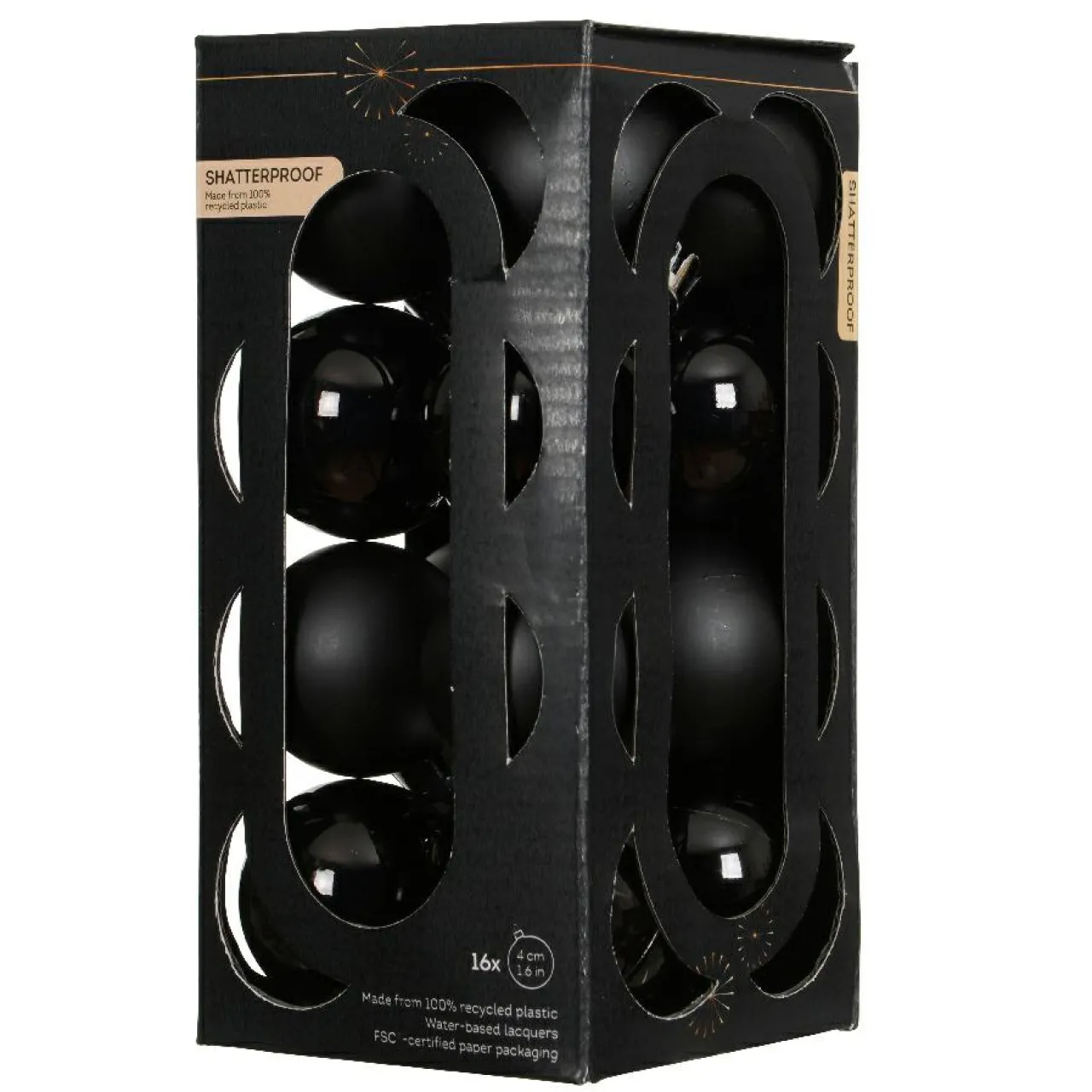 KAEMINGK Lot de 16 boules de Noël (D40 mm) Aravis Noir Sale