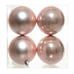 KAEMINGK Lot de 4 boules de Noël (D100 mm) Aravis Rose poudré Best