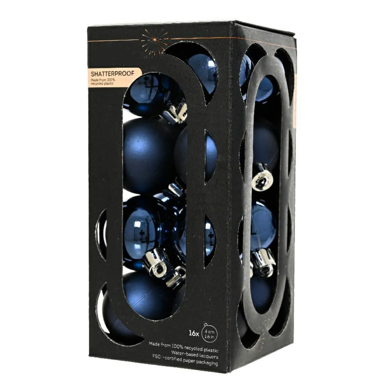 KAEMINGK Lot de 16 boules de Noël (D40 mm) Aravis Bleu nuit Online