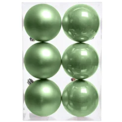 KAEMINGK Lot de 6 boules de Noël (D80 mm) Aravis Vert thé matcha Vert matcha Discount