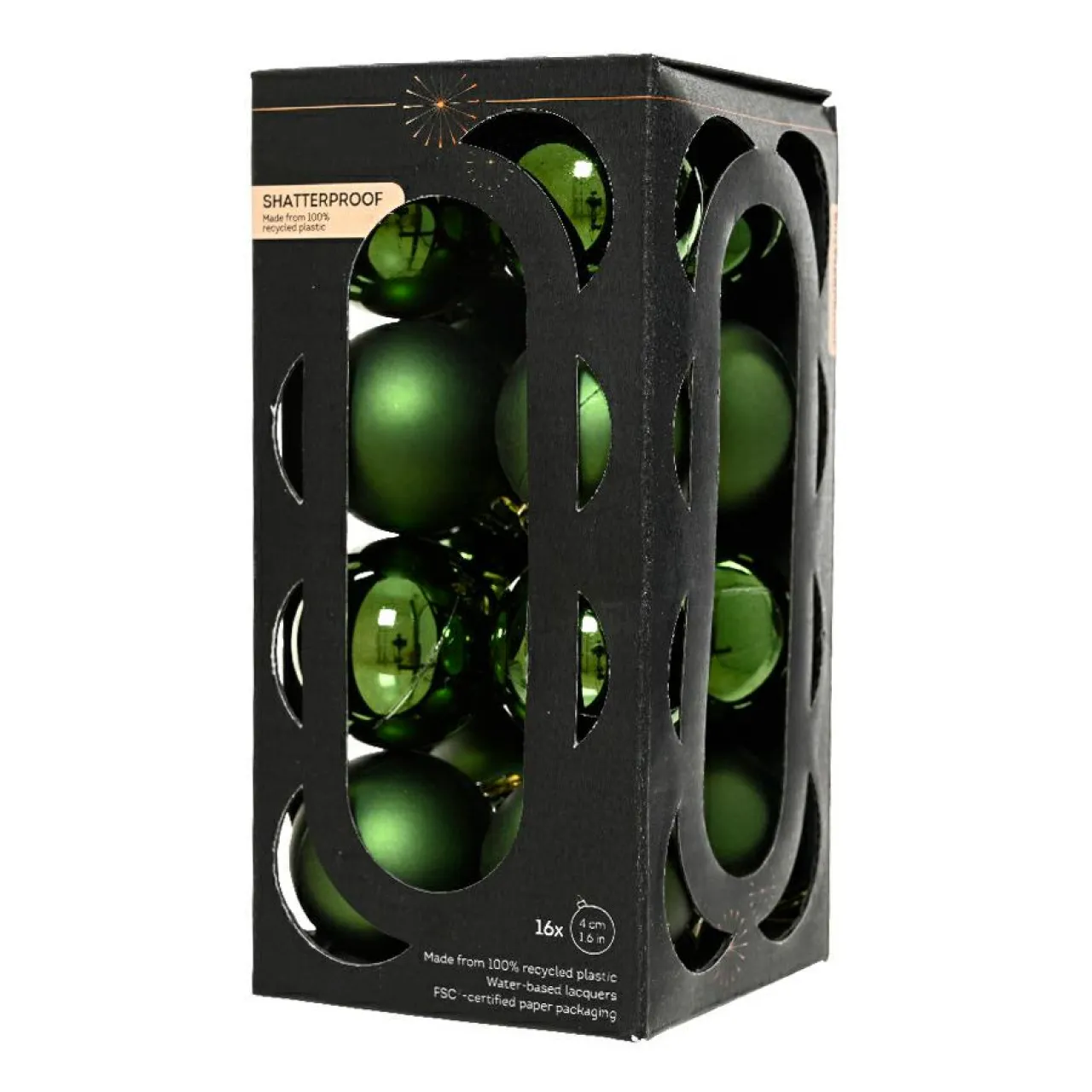 KAEMINGK Lot de 16 boules de Noël (D40 mm) Aravis Vert sapin Discount