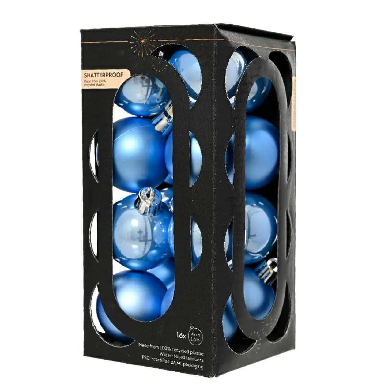 KAEMINGK Lot de 16 boules de Noël (D40 mm) Aravis Bleu Ciel Outlet