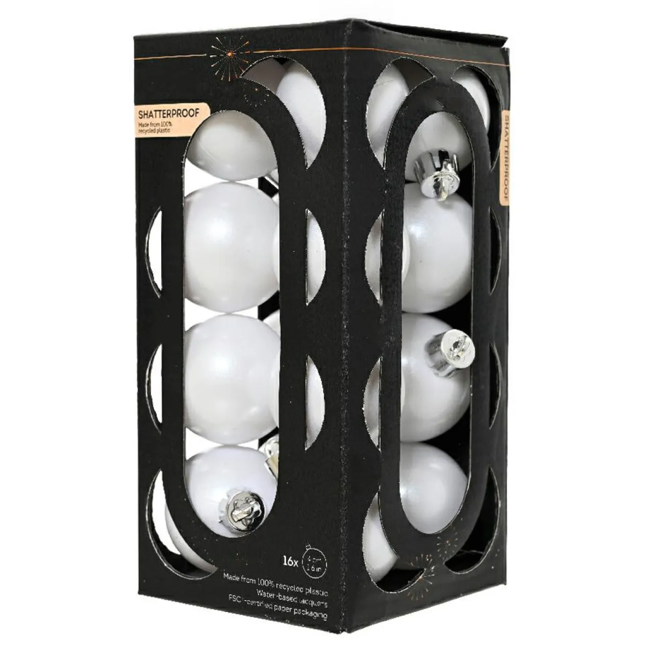 KAEMINGK Lot de 16 boules de Noël (D40 mm) Aravis Blanc Sale