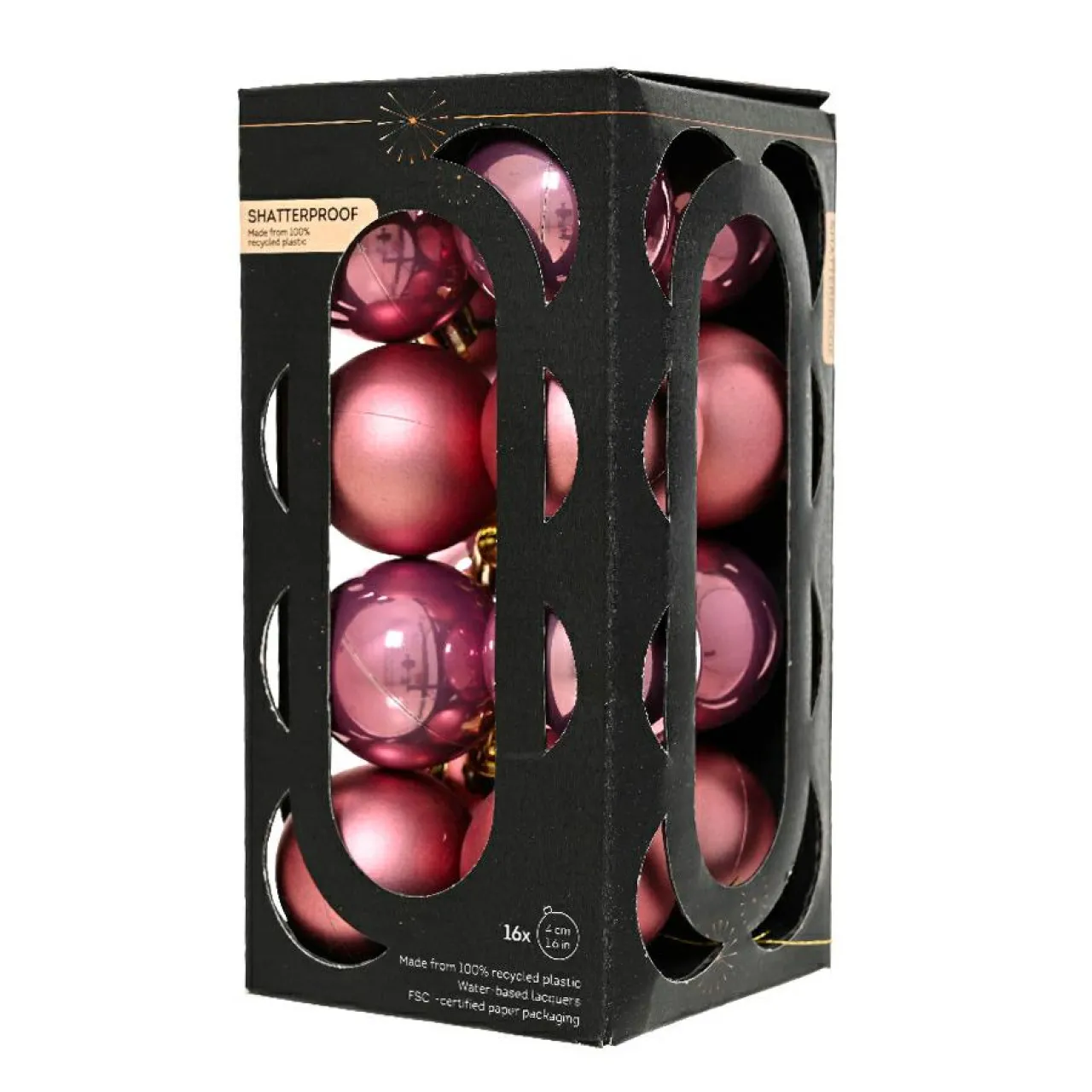 KAEMINGK Lot de 16 boules de Noël (D40 mm) Aravis Vieux rose Best