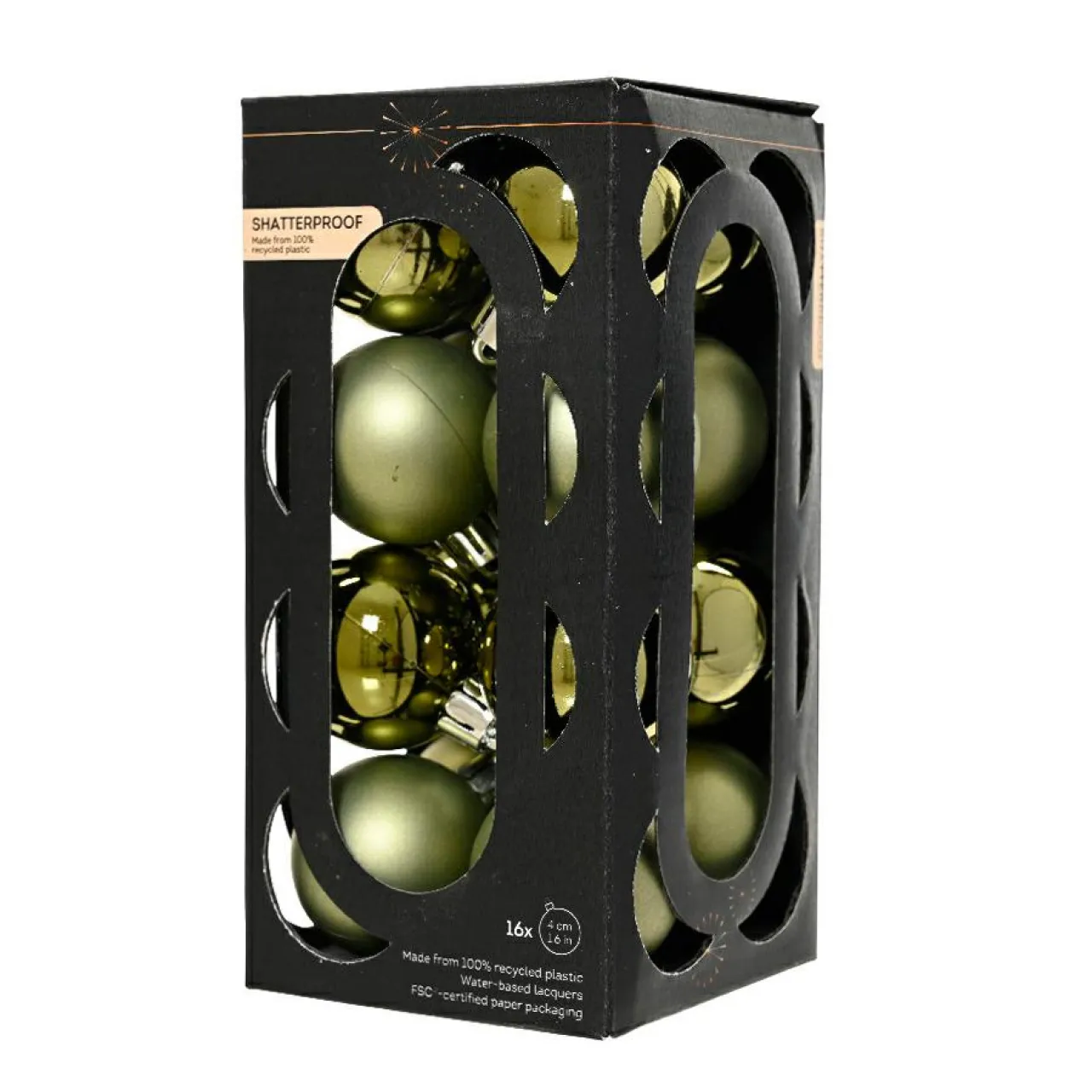 KAEMINGK Lot de 16 boules de Noël (D40 mm) Aravis Vert romarin Outlet