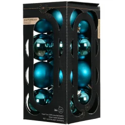 KAEMINGK Lot de 16 boules de Noël (D40 mm) Aravis Bleu pétillant New