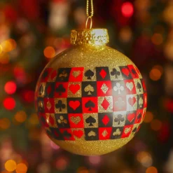 KAEMINGK Lot de 12 boules de Noël (D80 mm) As de pique Or Best