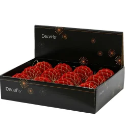 KAEMINGK Lot de 12 boules de Noël (D80 mm) Buckingham et or Rouge Best