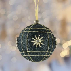 KAEMINGK Lot de 12 boules de Noël (D80 mm) Ciel de cristal et or Bleu nuit Sale