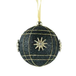 KAEMINGK Lot de 12 boules de Noël (D80 mm) Ciel de cristal et or Bleu nuit Sale