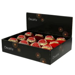 KAEMINGK Lot de 12 boules de Noël (D80 mm) Cœur de Noël et or Rouge Hot