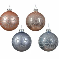KAEMINGK Lot de 12 boules de Noël (D80 mm) en verre Lazy Rose et Bleu vaporeux Best