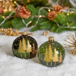 KAEMINGK Lot de 6 boules de Noël (D80 mm) en verre Pia Vert sapin Online