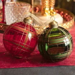KAEMINGK Lot de 12 boules de Noël (D80 mm) en verre Lauri Rouge New