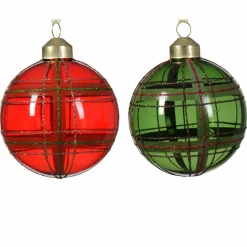 KAEMINGK Lot de 12 boules de Noël (D80 mm) en verre Lauri Rouge New