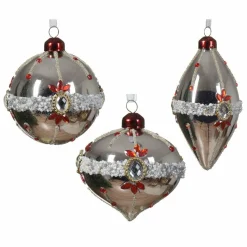 KAEMINGK Lot de 3 boules de Noël (D80 mm) en verre Ornéla Argent