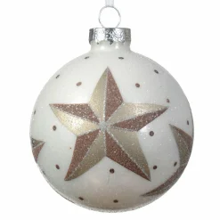 KAEMINGK Lot de 3 boules de Noël (D80 mm) en verre Bélia Blanc Online