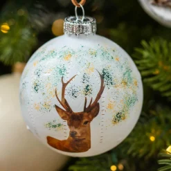KAEMINGK Lot de 3 boules de Noël (D80 mm) en verre Comète Blanc Sale