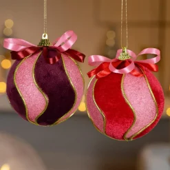 KAEMINGK Lot de 12 boules de Noël (D80 mm) Envoûtantes et figue Rouge Sale