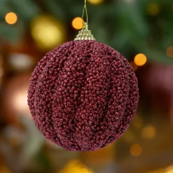 KAEMINGK Lot de 12 boules de Noël (D80 mm) Etincelle Bordeaux Online
