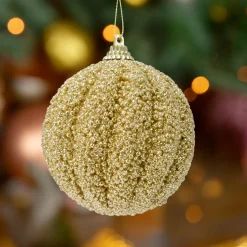 KAEMINGK Lot de 12 boules de Noël (D80 mm) Etincelle Or New