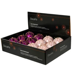 KAEMINGK Lot de 12 boules de Noël (D80 mm) Fleurs majestueuses Figue et rose Violet Sale