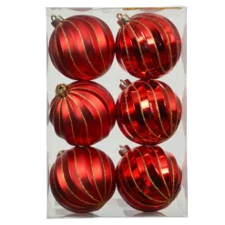 KAEMINGK Lot de 6 boules de Noël (D80 mm) Glam chic Rouge Clearance