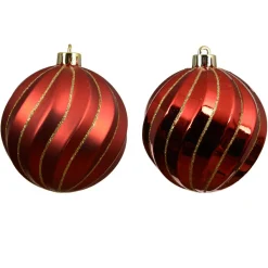 KAEMINGK Lot de 6 boules de Noël (D80 mm) Glam chic Rouge Clearance