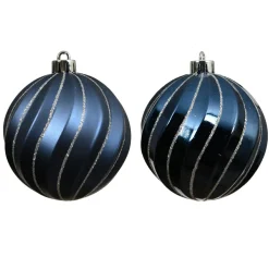 KAEMINGK Lot de 6 boules de Noël (D80 mm) Glam chic Bleu nuit Clearance