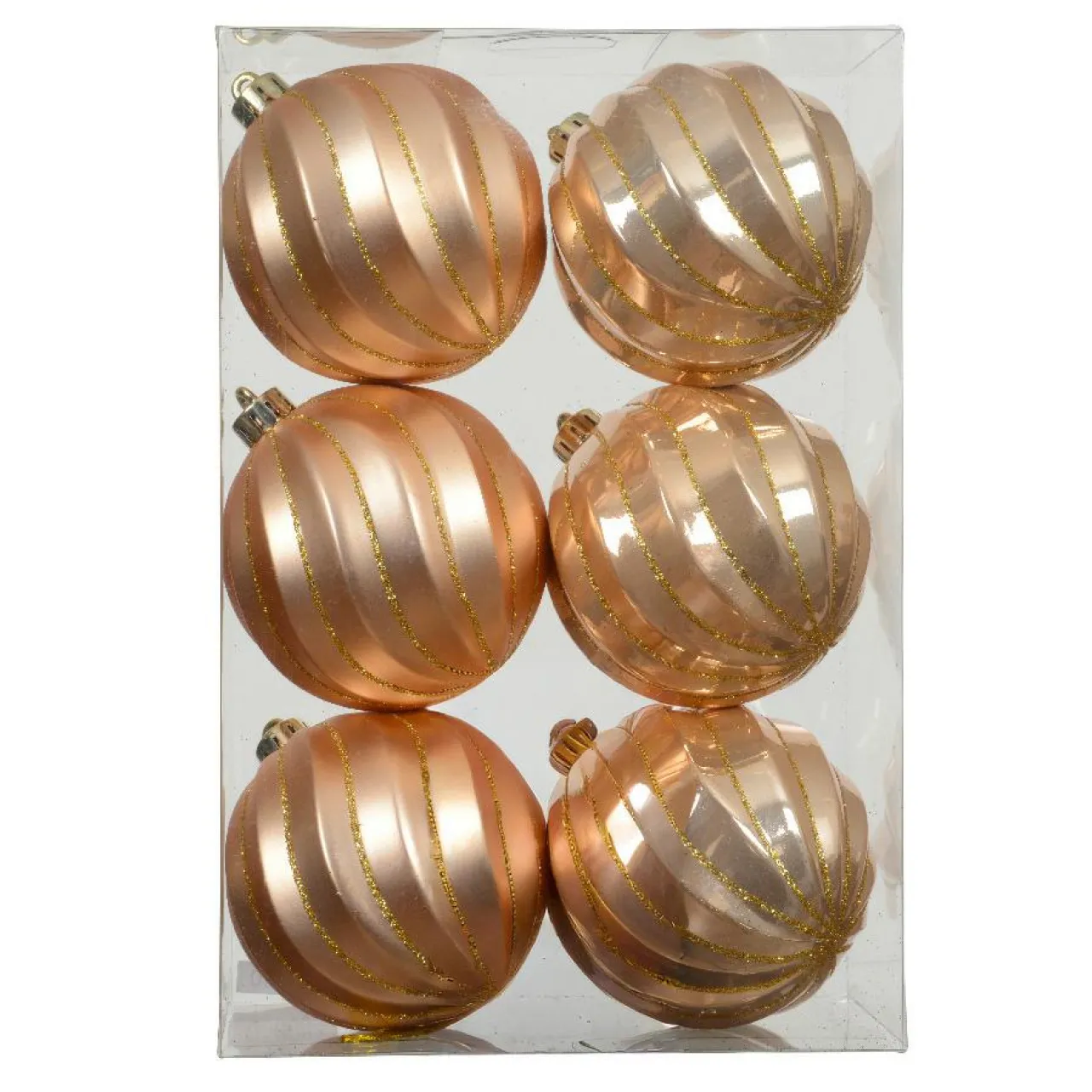 KAEMINGK Lot de 6 boules de Noël (D80 mm) Glam chic Pêche Sale