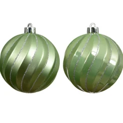 KAEMINGK Lot de 6 boules de Noël (D80 mm) Glam chic Vert matcha Sale