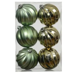 KAEMINGK Lot de 6 boules de Noël (D80 mm) Glam chic Vert romarin