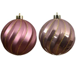 KAEMINGK Lot de 6 boules de Noël (D80 mm) Glam chic Rose Sale