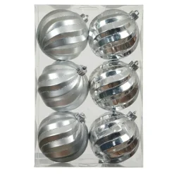 KAEMINGK Lot de 6 boules de Noël (D80 mm) Glam chic Argent Hot