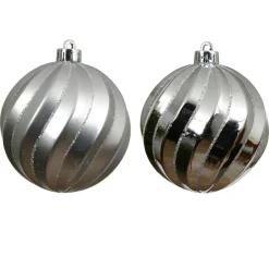 KAEMINGK Lot de 6 boules de Noël (D80 mm) Glam chic Argent Hot