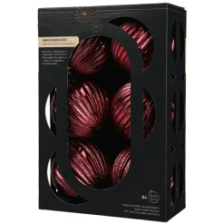 KAEMINGK Lot de 6 Boules de Noël (D80 mm) Glitter Bordeaux New