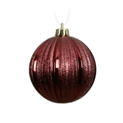 KAEMINGK Lot de 6 Boules de Noël (D80 mm) Glitter Bordeaux New